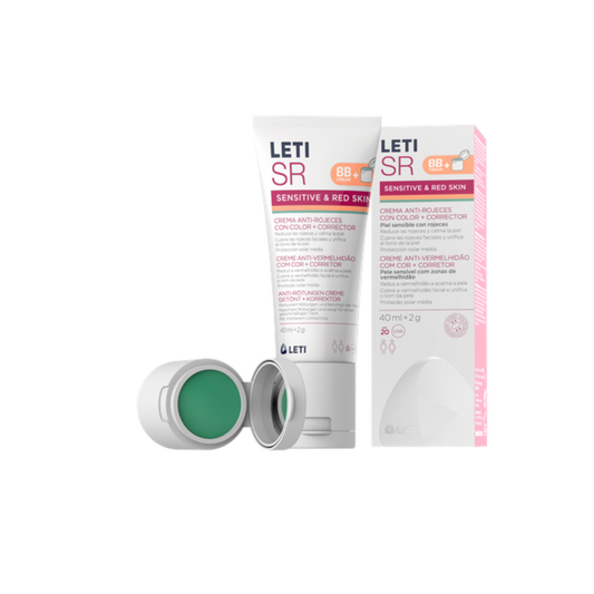 LETI SR Creme Antivermelhidão com cor 40ml + Corretor  2g - Cuidado Diário para pele com Vermelhidão