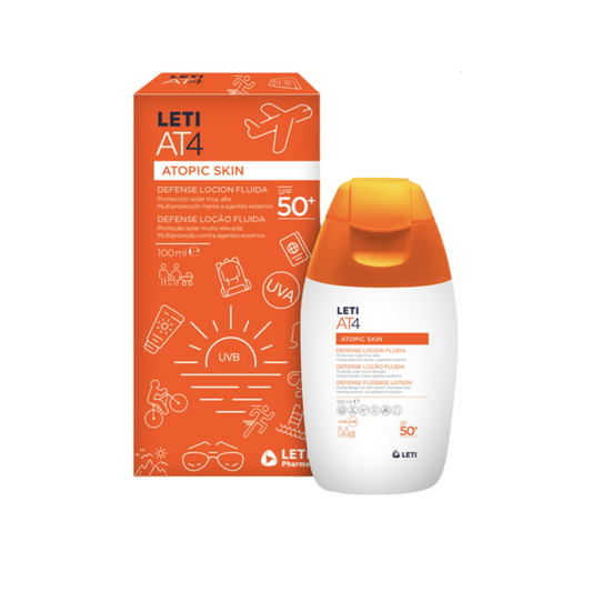 LETI AT4 Defense Loção Fluida SPF50+  100ml - Multiproteção Diária Ideal para Toda a Família