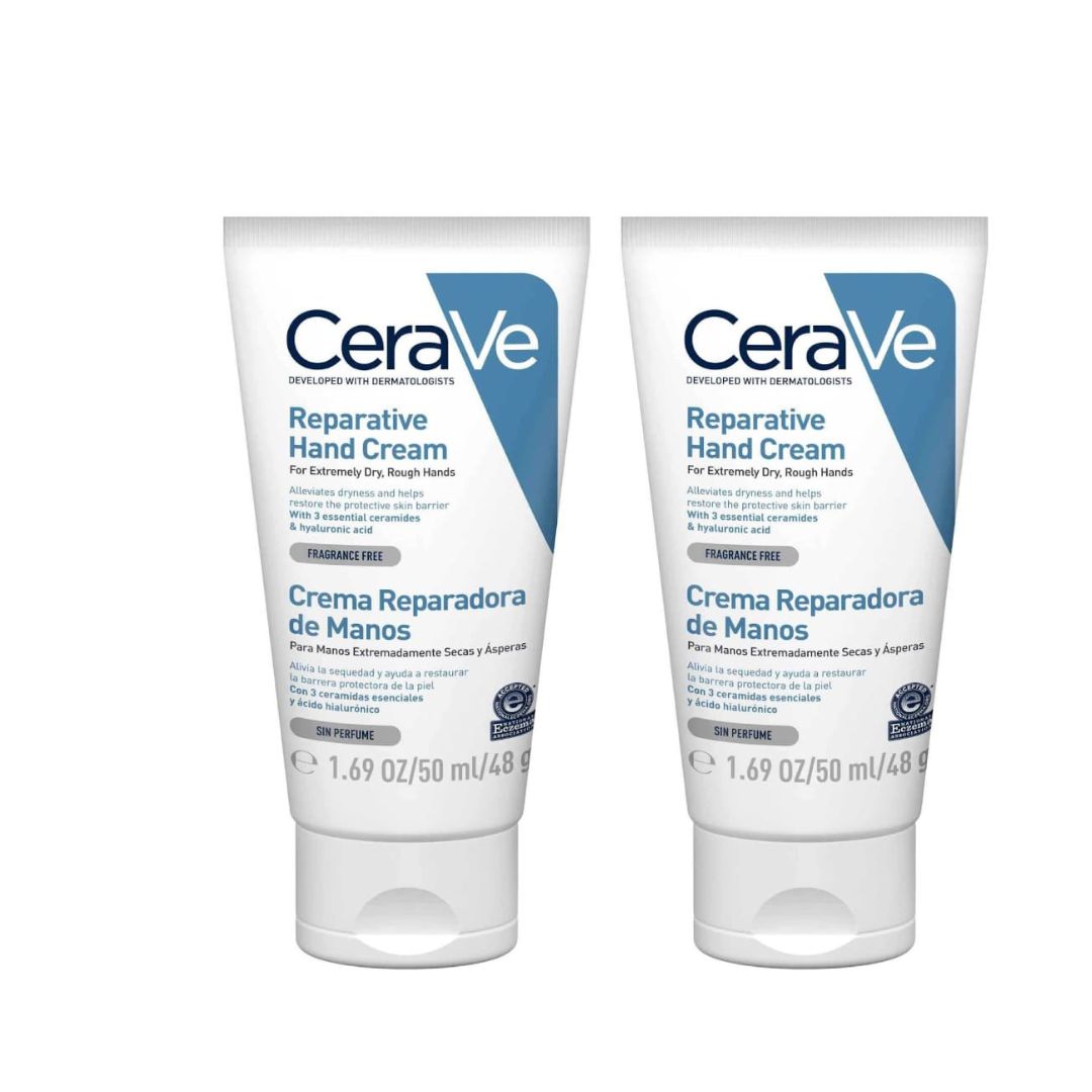 Cerave Reparative Hand Cream 2x50ml: Hidratação Profunda e Reparação para Mãos Suaves e Confortáveis