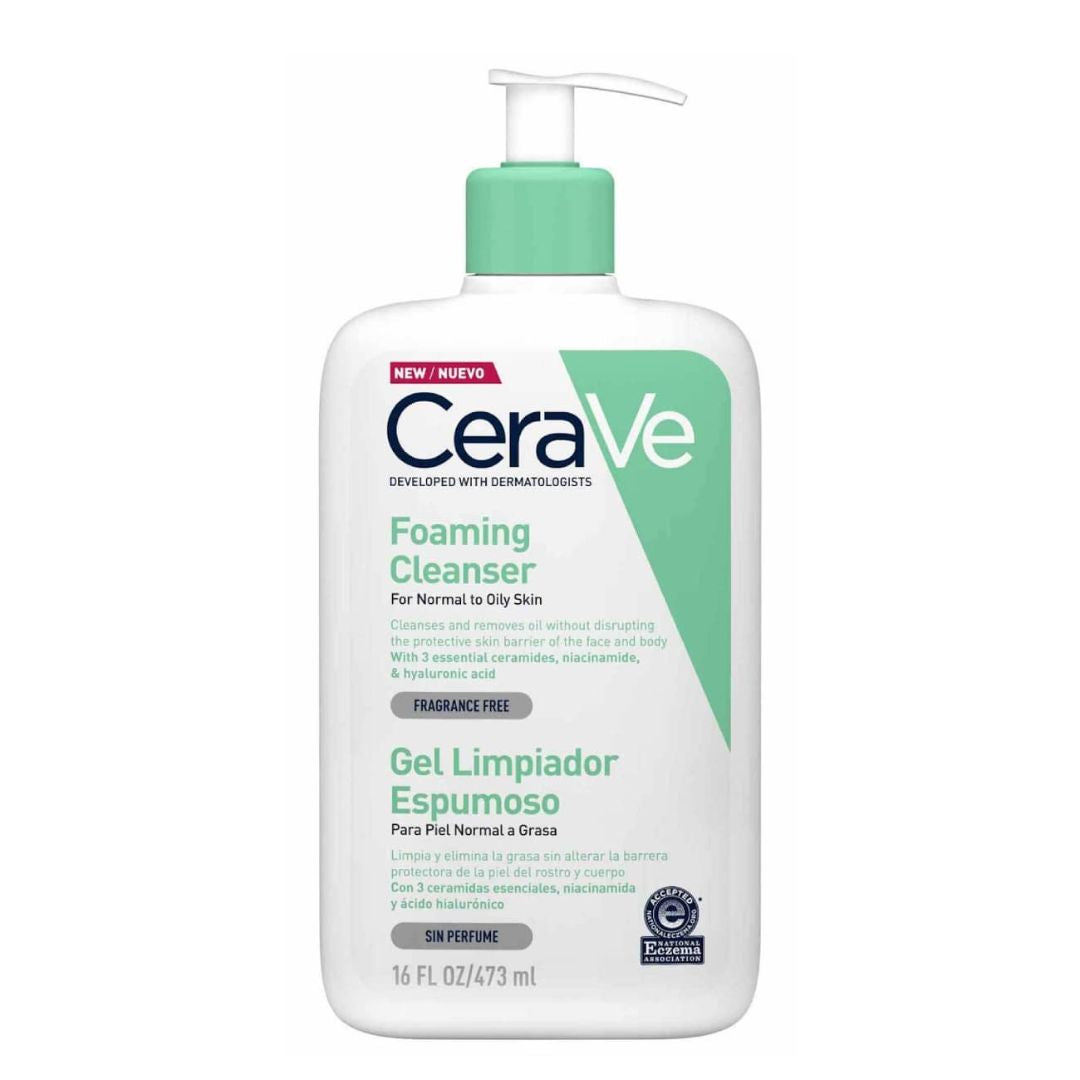 Cerave Foaming Cleanser Gel Espuma de Limpeza Purificante: Limpeza Suave e Equilíbrio para Pele Normal a Oleosa