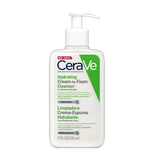 Cerave Hydrating Cream to Foam Cleanser Creme Espuma de Limpeza 236ml: Limpeza Suave e Hidratação para Pele Normal a Seca