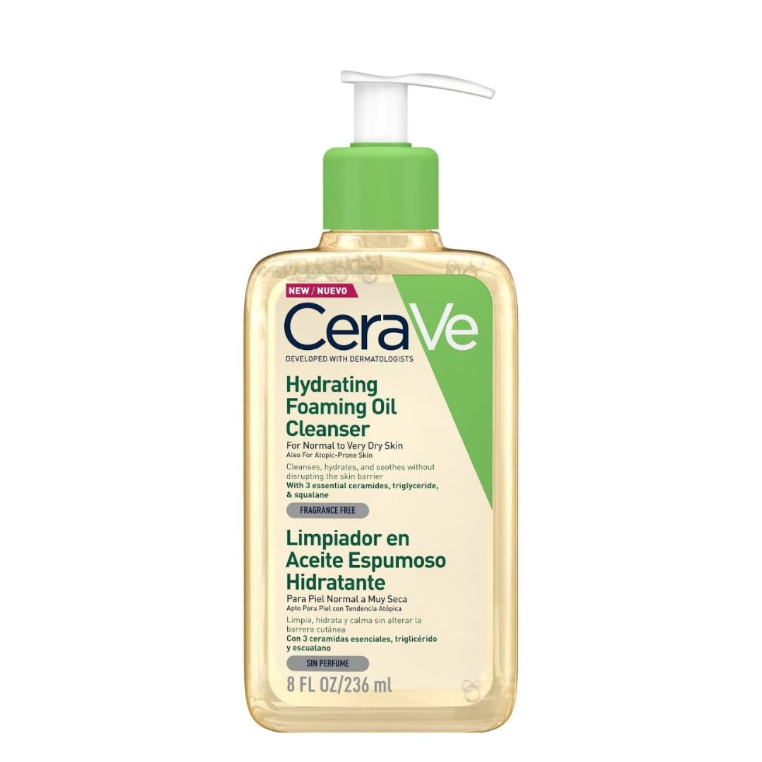 Cerave Hydrating Foaming Oil Cleanser Óleo Creme de Limpeza: Limpeza Suave e Hidratação para Pele Normal a Seca