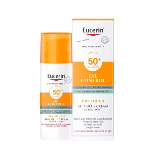 Eucerin Sun Oil-Control SPF50+ Gel-Creme 50ml: Proteção Solar e Controlo do Brilho para Pele Oleosa