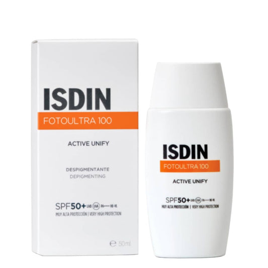 Isdin FotoUltra 100 Active Unify Fluido Sem Cor SPF50+ 50ml: Proteção Solar e Despigmentante