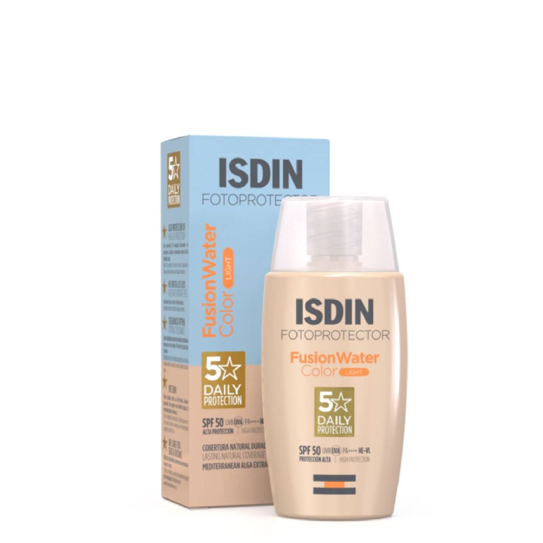 Isdin Fotoprotector Fusion Water Color Light FPS50 50ml: Proteção Solar com Cor para Pele Clara