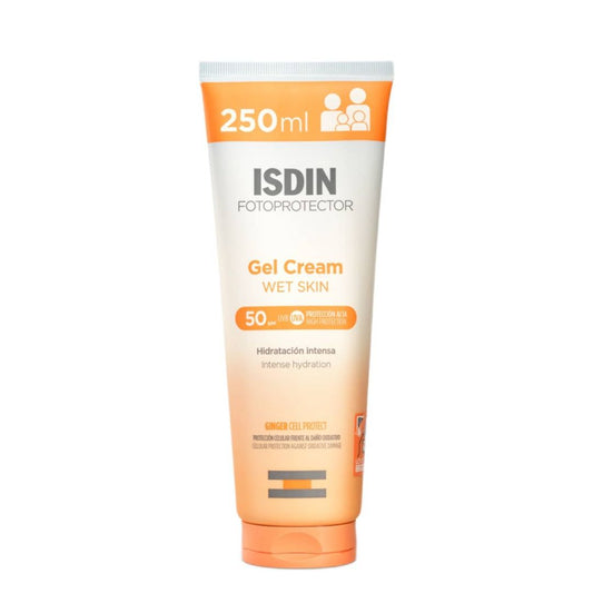 Isdin Fotoprotetor Gel Creme Solar Wet Skin SPF50 250ml: Proteção e Hidratação para Toda a Família