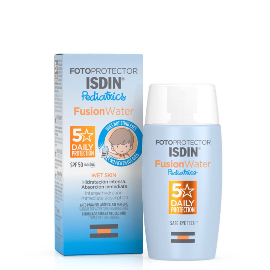 Isdin Pediatrics Fusion Water Fotoprotetor Solar SPF50 50ml: Proteção e Hidratação para a Pele Delicada de Crianças e Bebés