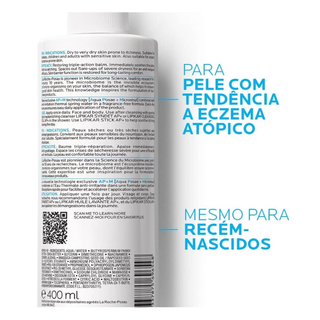 La Roche-Posay Lipikar Baume AP+ M 400ml: Bálsamo Reparador para Pele Atópica